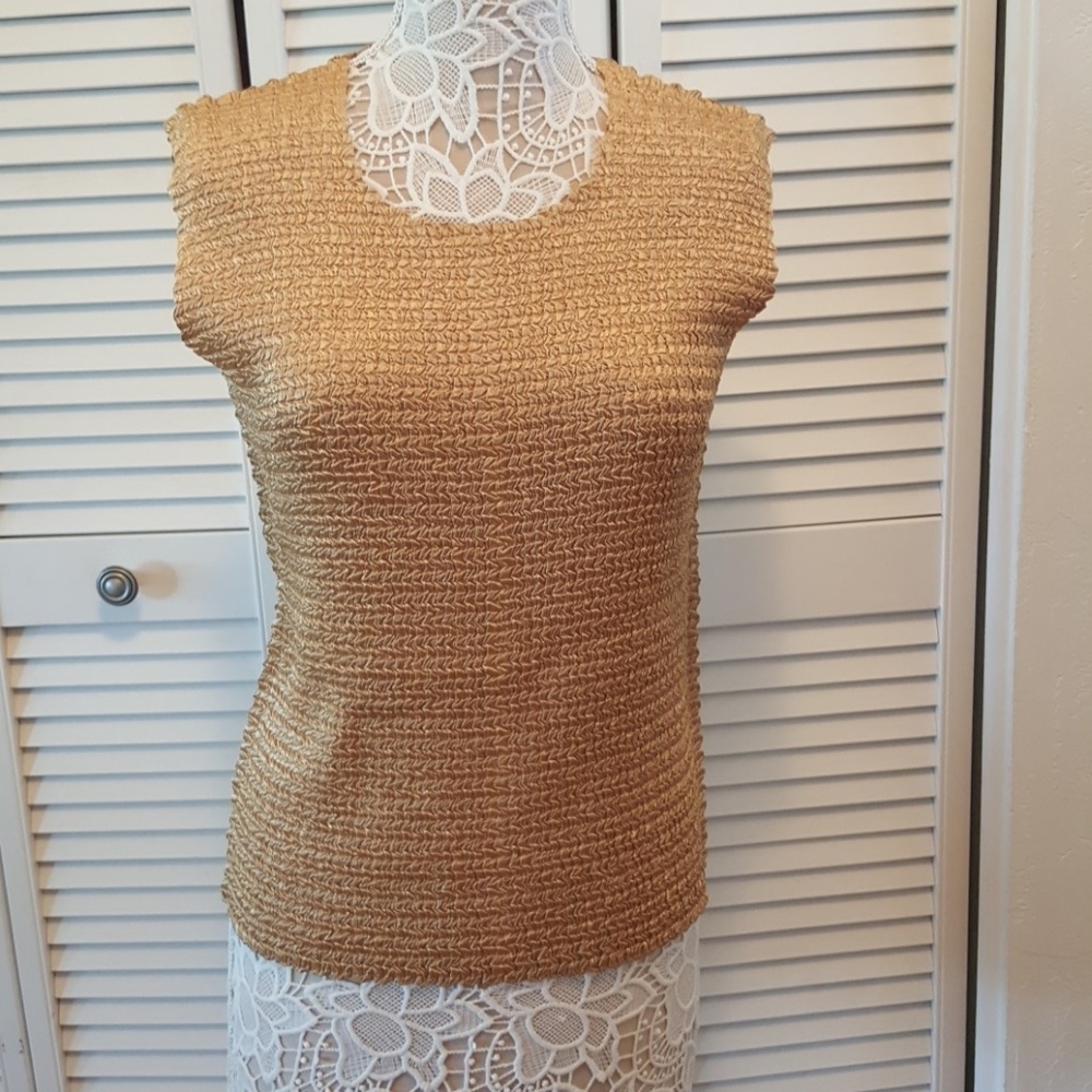 Gold crinkle dress tank